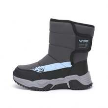 AFBB Botas de nieve para niños, zapatos de nieve de invierno cálidos para niños, impermeables y antideslizantes para adolescentes, botas de felpa gruesa para niñas y niñas, zapatos cálidos para exteriores para niños, adecuados para clima frío, caminar, acampar, senderismo y esquiar. La abertura lateral con facilita ponerse y quitarse estas botas de nieve. La suela texturizada proporciona tracción antideslizante.