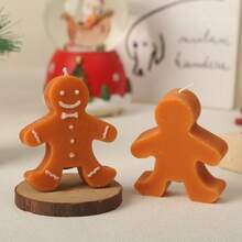 1pc/4pcs Set Gingerbread Man Christmas Melancholy Candle Gift Set, Scented Candles, Christmas Candles, Coffee & Milk Fragrance, Suitable As Gifts For Halloween, Christmas, Valentine''s Day And Other Holidays - Ginger - View 5