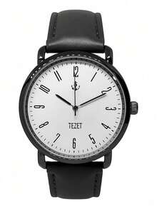 Men's Watch With Leather Strap And Metal Original Launch - Black/White - View 2
