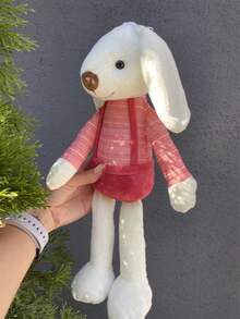 個性化兔子毛絨娃娃 | 可客製化兔子 (40cm) 耳朵上繡有孩子姓名 | 柔軟舒適的毛絨娃娃禮物，適合兒童 | 可為生日、嬰兒洗禮、復活節、萬聖節或聖誕節客製化，這隻客製化毛絨兔子定能為每個孩子帶來無盡的快樂 - 粉色 - 查看 3