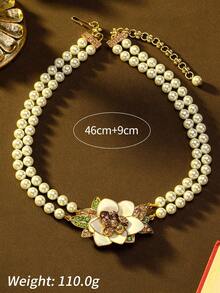 1 Bộ vòng cổ và hoa tai đính hạt ngọc trai giả thiết kế 3D nhiều lớp họa tiết hoa cổ điển, trang sức thời trang sang trọng độc đáo, thích hợp làm quà tặng, tiệc tùng, dạ tiệc và những dịp đặc biệt - Nhiều màu - Xem 4