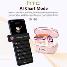 HTC NE36 AI Real-Time Translation Earbuds, Featuring A Touchscreen Interface, Support For 135 Languages, High-Definition Audio Quality, Low Latency, Comfortable Fit, And Extended Battery Life-Ideal For Travel, Business, And Study Scenarios. - Black - View 3