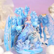 1pc Blue Dreamy Ice Princess 3D Pop-Up Greeting Card, Birthday Card, Home And Party Atmosphere Decorative Items, Wedding Gift Card, Surprise Gift For Friends, Gift For Mother, Gift For Girlfriend, Suitable For Valentine's Day