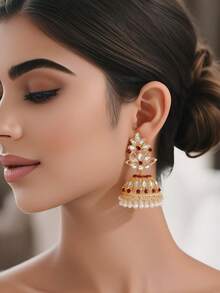 1 Pair Elegant Rhinestone Bohemian Style Earrings, Suitable For Women's Daily And Party Wear