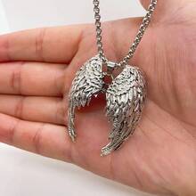 Vintage Silver Angel Wing Pendant Necklace, Perfect Gift For Both Men And Women - 銀色 - 查看 1