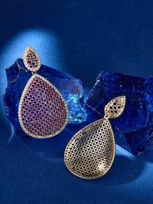 1 Cặp bông tai dài kiểu trang sức sang trọng đính đá Cubic Zirconia, bông tai thời trang nữ phù hợp với đầm trang trọng, quà tặng sinh nhật và ngày lễ - Hoa tai tuyệt đẹp - Xem 6