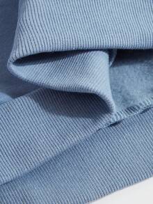 Nuova collezione autunno/inverno, felpa con cappuccio casual retrò e minimalista per ragazzi, oversize con spalle a caduta, morbida e confortevole, con stampa grafica carina e stilosa di lettere e nomi di città, abbigliamento casual da strada - Blu denim 2 - Visualizzare 5