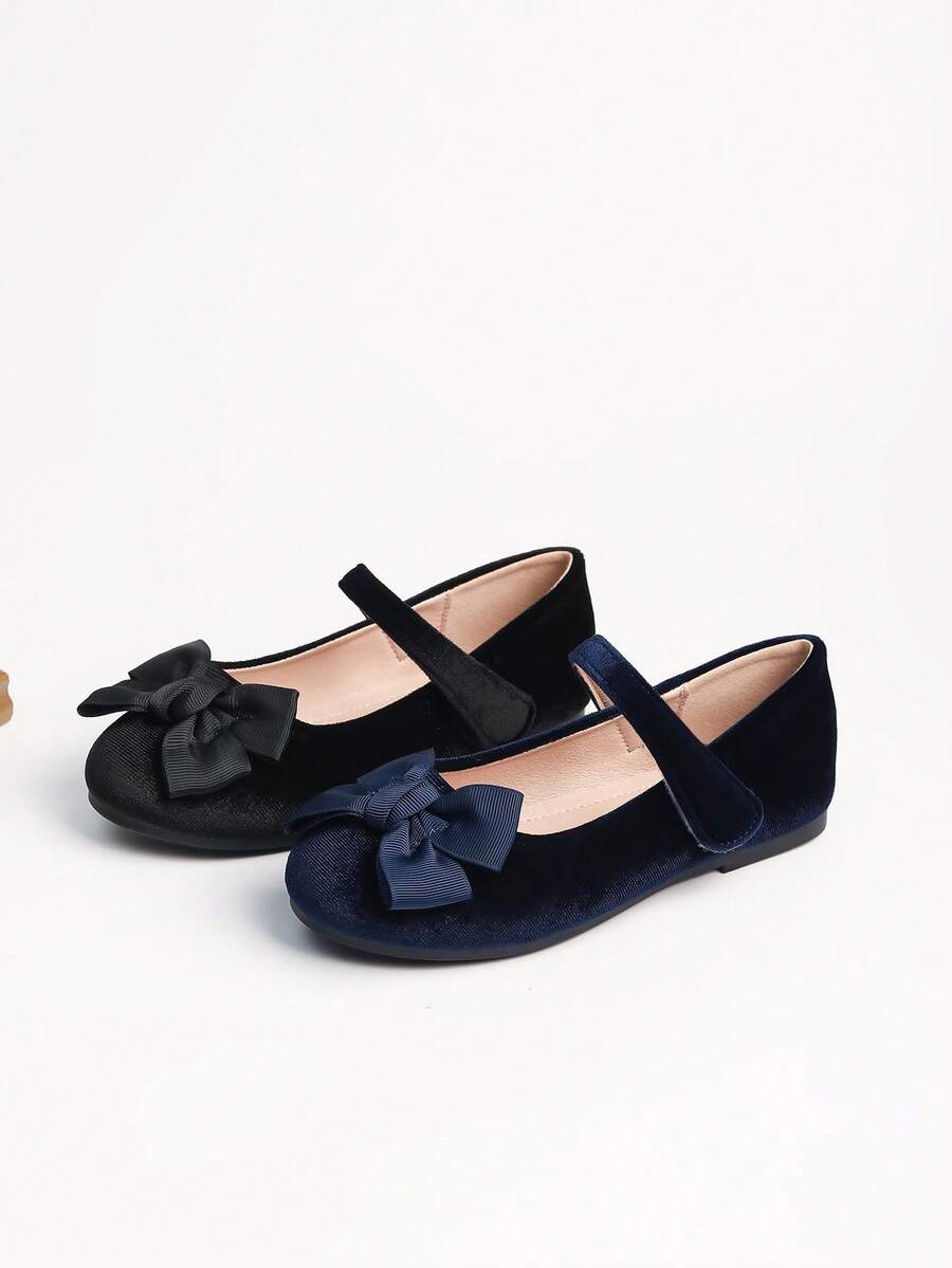 女童时尚可爱户外天鹅绒平底鞋，秋冬 - 藍色 - 查看 1