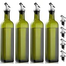 Olive Oil Dispenser Bottle, 6 Pack Oil Dispensers Bottles Kitchen, Cooking Vinegar Dispenser Set, Glass Container Cruet - Pourer Spout, Funnel And Labels - 綠色 + 17 盎司-4 包 - 查看 1