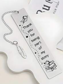 1pc Stainless Steel Inspirational Bookmark, Engraved With Spanish Text Motivational Gift For Teachers, Friends, Colleagues, Family - Multicolor - View 4