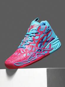 男士时尚减震运动鞋,涂鸦青少年篮球鞋 - 舒适、透气、防滑、减震运动鞋,适合训练、跑步和散步(手绘凹凸、迷彩不对称图案) - 蘭紅彩 - 查看 5