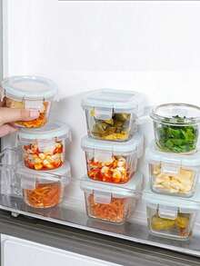 1pc Thick Glass Food Storage Container Jar Airtight Seal Lid,Food Storage Containers With Lids - Perfect For Picnics, Meal Prep, Fridge Organization, Suitable For Food, High Temp Microwave & Freezer, Mini Portable Cute & Durable Design, Containers For Lunch, Leftovers, RV And Camping, Kitchen Gadgets, Kitchen Accessories Kitchen Organization, Office, School - 透明 - 查看 6