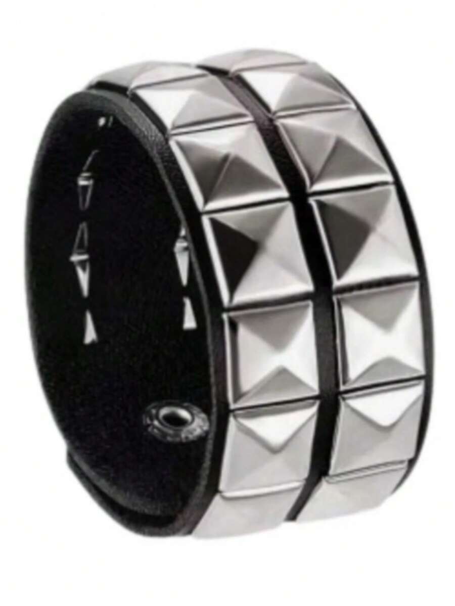 Spike Scene Rock Silver Rock Bracelet - màu đen - Xem 1
