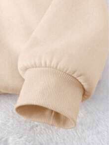 2026早春/秋季新品：黑色连帽衫！意大利标语印花抓绒连帽卫衣，纯棉面料+厚抓绒内层，多种颜色和图案可选，情人节完美之选，正面星形印花，吸睛设计，女士早春连帽衫，女士常规款连帽衫，女士针织衫，连帽衫，男女皆宜 - 杏色 - 查看 7