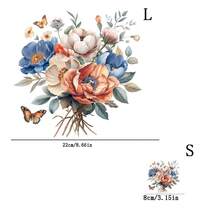 1/2/3pcs Floral & Butterfly Pattern Heat Transfer Stickers, Colorful Cartoon Design, Washable DIY Applique Patches, Suitable For Clothing, T-Shirts, Jeans, Backpacks, Washable Heat Transfer Patterns
