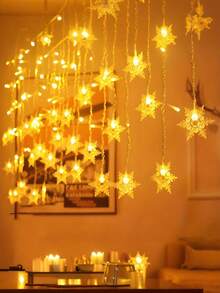 1 件大号雪花冰柱灯串、窗帘灯、现代 LED 冬季仙女灯、仙女灯窗帘、雪花窗帘灯、96 LED USB 供电仙女灯串、8 种模式、透明塑料、暖光、LED 窗帘灯、窗帘灯串、窗帘仙女灯