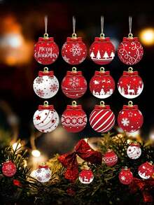 12-24 Decorações de madeira requintadas para árvores de Natal - adequadas para decoração de Natal e casa (bolas de Natal) - Multicolorido - Ver 5