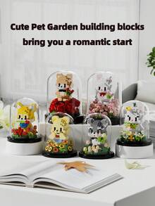 6 Stile (0-6 Zoll) süße Bauklötze für Haustiere, hergestellt aus ABS-Kunststoff, Haustier-Garten-Bauklötzchen-Serie, kleine Tier-Bauklötzchen-Serie, süßer Stil, verschiedene Farben, Formen wie Blumen, Bären, Hasen, Füchse, Grauwölfe usw. Tischdekoration, Raumdekoration, Dekorationsartikel