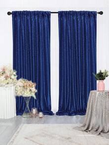 2pcs Navy Blue Sequin Backdrop Curtain, Polyester Glitter Party Background Drape, Birthday Party Decoration Supplies Banner, Navy Blue Reusable Curtain, Suitable For Home Decor, Wedding, Baby Shower, Christmas, New Year, Fits Metal Arch Frame And Balloons, Backdrop Decor, Also Suitable For Daily Use, Shiny Background Fabric Never Goes Out Of Style. - Navy Blue - View 3