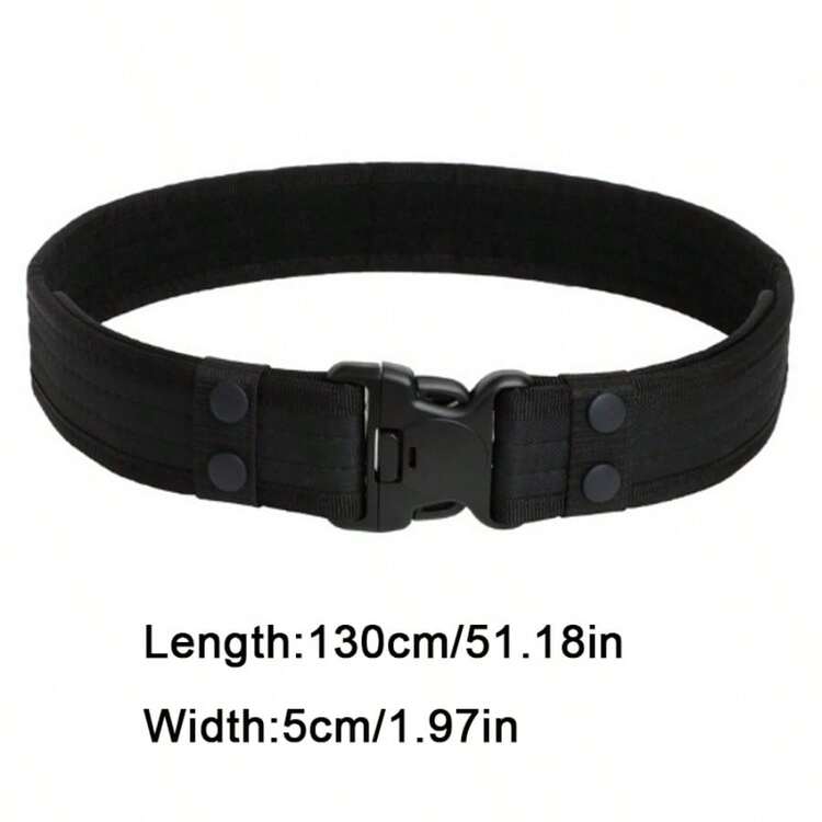 Men Quick Release Tactical Belt Black Webbing Nylon Work Military Waistbelt - Black - View 6