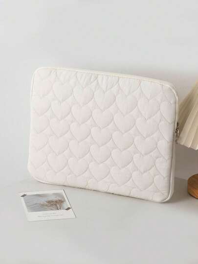1pc White Heart-Shaped Laptop Sleeve, Fits 11/13/15 Inch Tablets Laptop Bag Laptop Case Laptop Cover For Travel Waterproof Portable For Men Laptop Bags