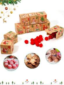 24pcs Christmas Advent Calendar Box, Santa Claus Snowman Candy Box Advent Calendar Gift Set, Perfect For Family Holiday Decoration - Multicolor - View 4