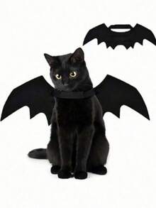 1pc Halloween Cute Pet Clothes Black Bat Wings Harness Costume Cosplay Cat Dog Halloween Party For Pet Supplies Halloween Halloween Costumes - Black - View 5