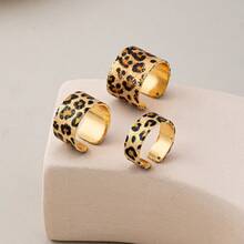 3pcs/Set Luxury Geometric Leopard Print Couple Rings Set - Multicolor - View 9