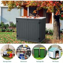 Outdoor Horizontal Storage Sheds W O Shelf Weatherproof Resin Tool Shed MultiOpening Door For Storage Of Bike Trash Cans Garden Tools 35 Cu Ft Waterproof Lockable Dark Gray - DarkGray - View 5