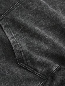 Retro Group Portrait Print"Nightmare Before Christmas, Horror. American Retro Print Pattern 1Pcs 500g Pure Heavy 100% Cotton Cordless Sweatshirt, Letter Spring/Fall Winter All Loose Washed Popover Pocket, Christmas Halloween Thanksgiving Day  New Year, Y2K Street  Hip-Hop Campus Fashion Style, Suitable For Parties And Play - 黑色 - 查看 4