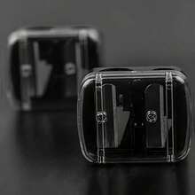 1-Piece Portable Dual Hole Makeup Pencil Sharpener With Ventilation And Debris Collection Function - Battery Free, Transparent Blue Design, Perfect For Eyebrows And Makeup Pencils, Essential For Travel