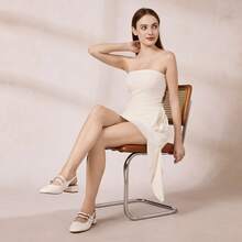 Mostrin Mary Jane Shoes Women Slingback Chunky Block Heels For Women Rounded Toe Ankle Strap Pumps Daily Wedding Party Dress Shoes - 白色 - 查看 3