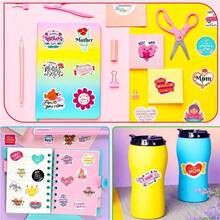 50 张粉色贴纸，美观防水励志贴纸，适用于节日装饰礼品包装水瓶笔记本电脑手机剪贴簿，爱妈妈，乙烯基卡通贴纸，适合青少年成人、万圣节、圣诞节礼物 - 彩色 - 查看 6