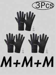 Musion 1pc/2pcs/3pcs Unisex Winter Outdoor Sports Skiing Gloves Waterproof Windproof Driver Gloves Touch Screen Warm Driving Riding Black Gloves Hand Warmers