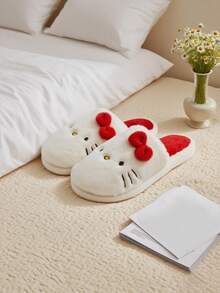 SANRIO Cartoon Plush Slippers For Youth & Girl - Cozy & Warm, Cartoon Shoes, Furry Slippers, Fluffy Slippers, Sole With Cute,  Characters  Designs - Perfect For Indoor Lounging For Winter - Red and White - View 5