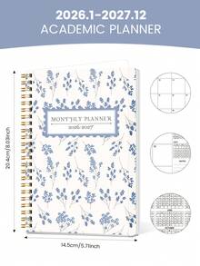 1本2026年1月-2027年12月A5（5.7英寸 x 8英寸）周计划/月计划本，时间可视化，每日日程记录本，月计划本，学年笔记本，提高工作效率，学校及办公用品，完美礼物