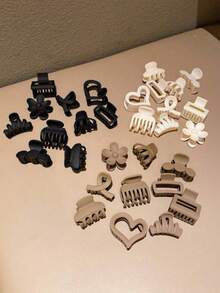 10/20个随机颜色和款式迷你简约发夹，适合女孩，发饰，头部饰品，发卡 - 彩色 - 查看 3