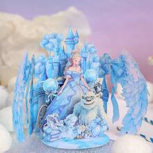 1pc Blue Dreamy Ice Princess 3D Pop-Up Greeting Card, Birthday Card, Home And Party Atmosphere Decorative Items, Wedding Gift Card, Surprise Gift For Friends, Gift For Mother, Gift For Girlfriend, Suitable For Valentine's Day