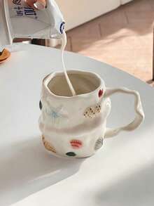 1 chiếc cốc gốm sứ vẽ tay hình vỏ sò sáng tạo, kiểu dáng độc đáo, cốc đựng nước dễ thương, cốc đựng cà phê latte, cốc đựng sữa ăn sáng, thích hợp cho văn phòng, gia đình, quán cà phê, cửa hàng tráng miệng - Nhiều màu - Xem 9