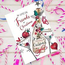 1 pieza Tarjeta de felicitación navideña australiana con sobre, 11cm X 16cm - Diseño encantador de gatos besándose con adornos festivos, ideal para amigos, familiares y amantes de los gatos, tarjeta de celebración navideña conmovedora