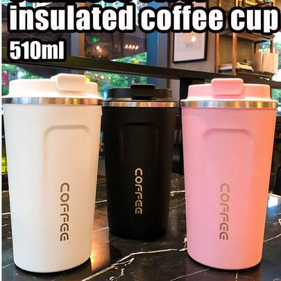 1 Cốc cà phê bằng thép không gỉ 380/510ml, Cốc di động, Cốc nước ô tô, Giữ nhiệt 6 giờ, Dung tích lớn, Cốc đựng nước thể thao nóng lạnh, Thiết kế chống trượt, Lớp phủ siêu chắc, Thích hợp đựng sữa, cà phê, trà nóng, đồ uống lạnh, nước ép, Quà tặng hoàn hảo