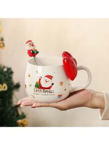 1 pièce Tasse avec nœud de Noël, réutilisable et lavable. Tasse à café/lait, convient comme cadeau pour Noël, Nouvel An, Thanksgiving, anniversaire et fête. Peut être utilisée comme outil de service de boissons dans les cafés, cuisines et restaurants.