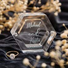 Custom Acrylic Clear Hexagon Ring Box, Personalized Engagement Wedding Ring Box Storage, Wedding Decoration, Bridal Gift - Multicolor - View 7