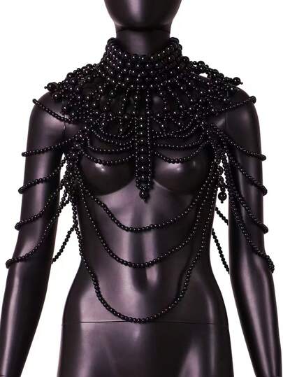 1 st pärlbesatt topp med konstpärlor för kvinnor, pärlkedja, berlocker, konsertkläder för kvinnor, pärlhalsband, sexiga toppar för kvinnor, kroppssmycken för kvinnor, utflyktstoppar för kvinnor, perfekt för bröllop, fest, modevisningar, födelsedagar och presenter