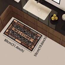 1pc Vintage-Style Doormat, High-Quality Faux Wood Grain Entrance Mat, Non-Slip Backing, European-Style Home Decor Porch Mat, Elegant Entryway Accessory Suitable For Kitchen, Dining Room, Living Room, Foyer, Outdoor Use