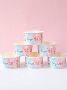10Pcs 8oz Disposable Paper Bowl,Ice Cream Cups With Jungle Animals,Strawberries,Mermaids,Unicorns Design,Popcorn Box,Birthday Party Tableware,Picnic Party Supplies,Under The Sea Party Decor,Jungle Theme Birthday Party Decoration,Gender Reveal Party Decor,Baby Shower Decorations,1st Birthday Party Decorations - 彩色 - 查看 7