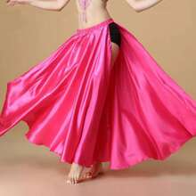 Fashion Dance Maxi Skirt, Women's Satin Double Slit Flared Skirt, Suitable For Belly Dance, Flamenco, Rock - Multicolor - View 6