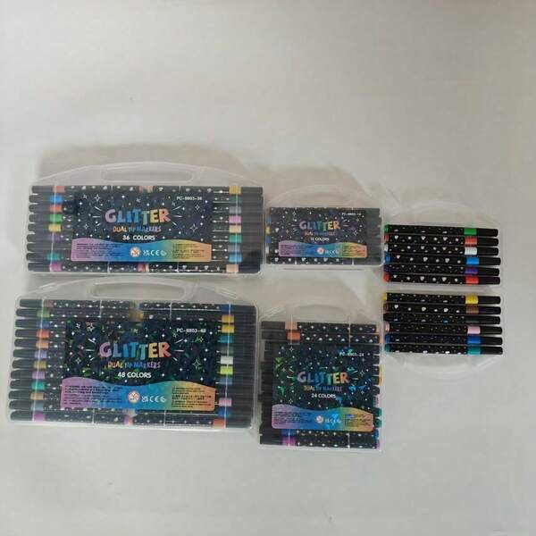 1 conjunto de 12/24/36/48/60 canetas brilhantes, marcadores de ponta macia para desenho brilhante, pincéis de pintura multicoloridos de ponta fina e cabeça única, arte de desenho, canetas brilhantes para colorir para adultos e crianças, conjunto de desenho multicolorido de alta qualidade, presente requintado