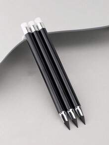 1/5pcs Black Infinity Pencil - No Sharpening, No Ink Eternity Pencil, Kawaii Unlimited Writing Pen With Eraser, Art & School Supplies - Black - View 3