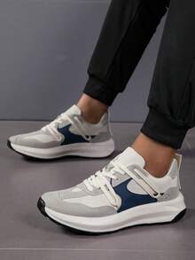 男士百搭轻便休闲舒适简约撞色户外运动鞋跑步鞋 - 米色 - 查看 3